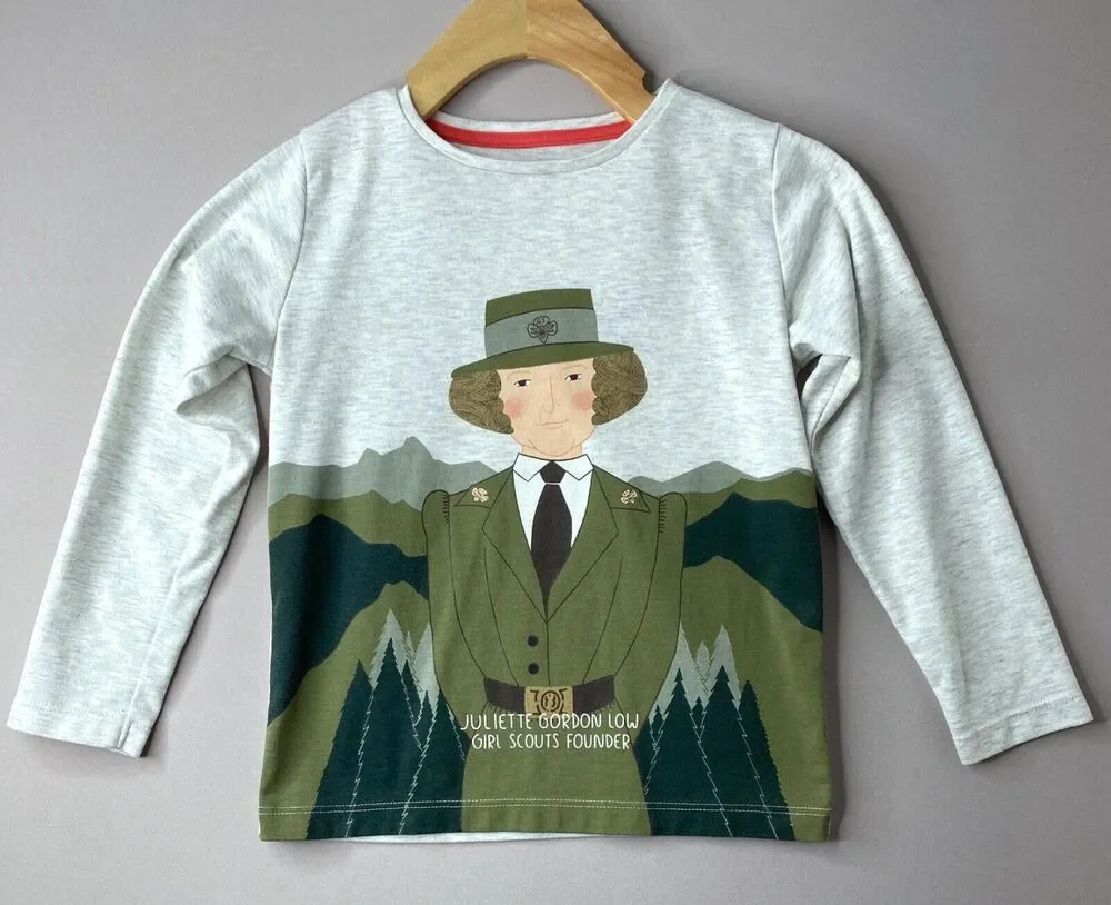 Piccolina Girl Scouts Juliette Gordon Low Long Sleeve Gray Trailblazer Tee 6 Yrs